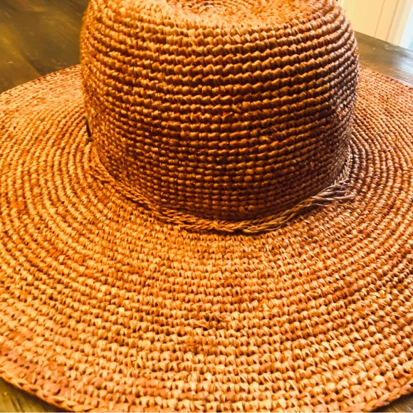 Anthropologie hand woven rust color wide brim hat - Picture 9 of 10